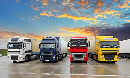 fleet of trucks in different colors