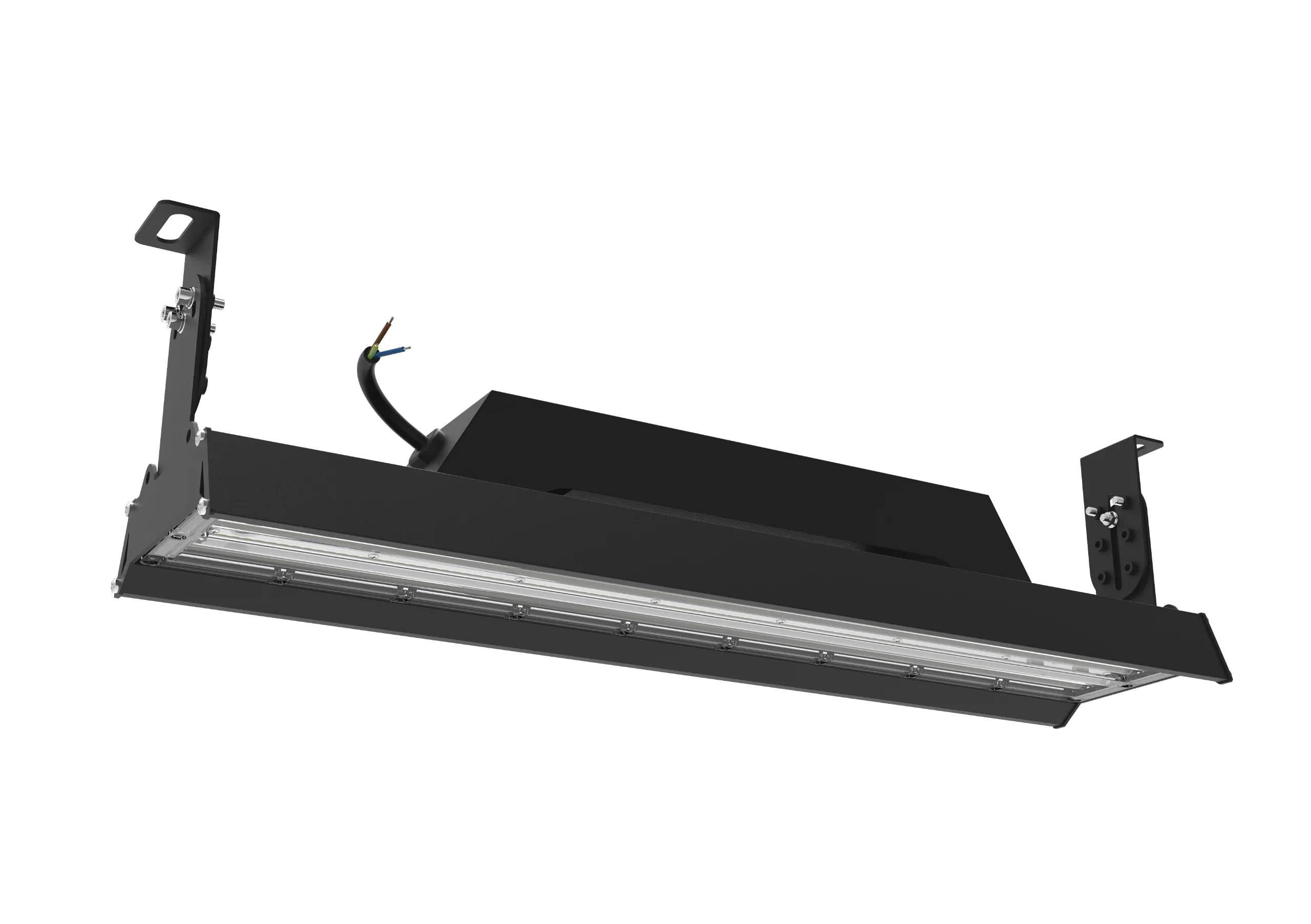 Durable linear high bay fixtures built for continuous use in distribution warehouses and production facilities, model LHB03