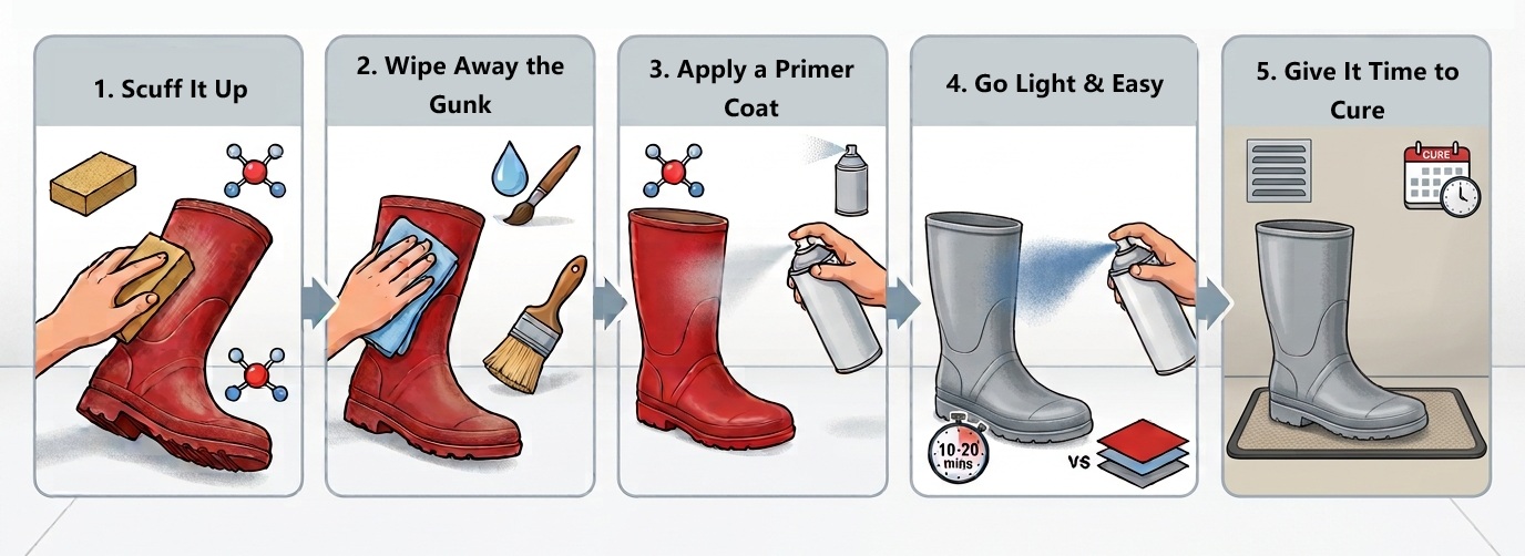 how to spray paint rubber