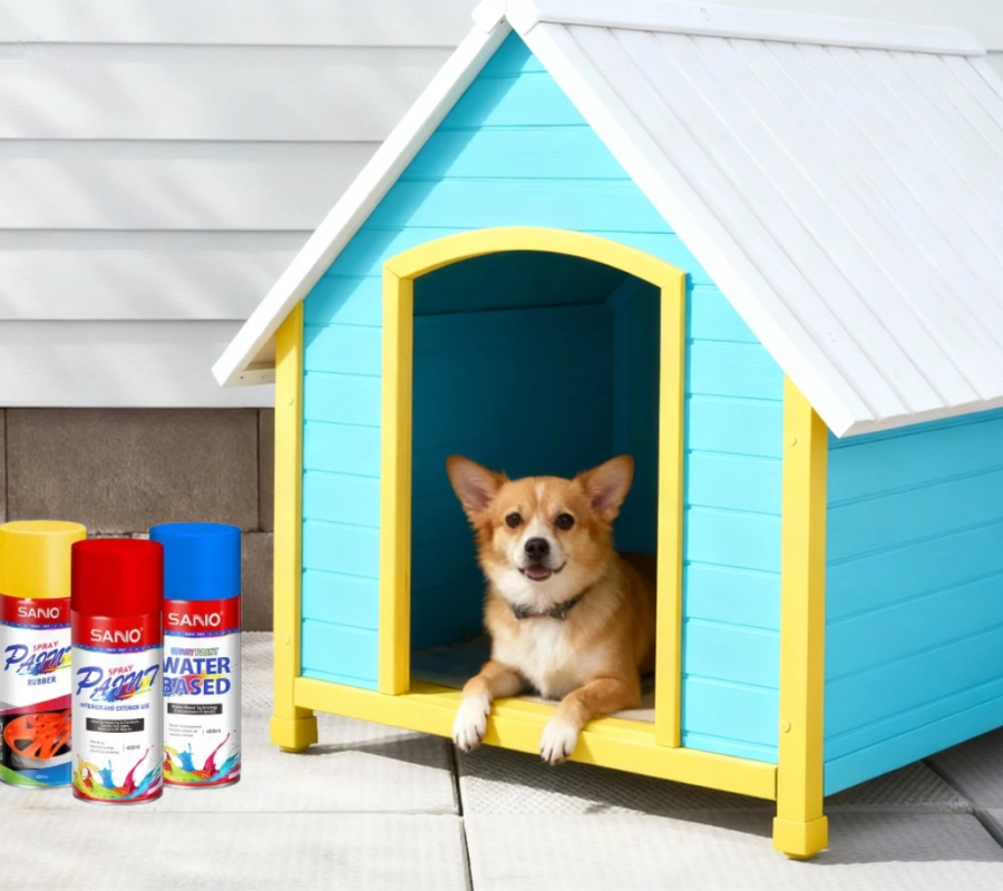 paint dog house with SANVO spray paints